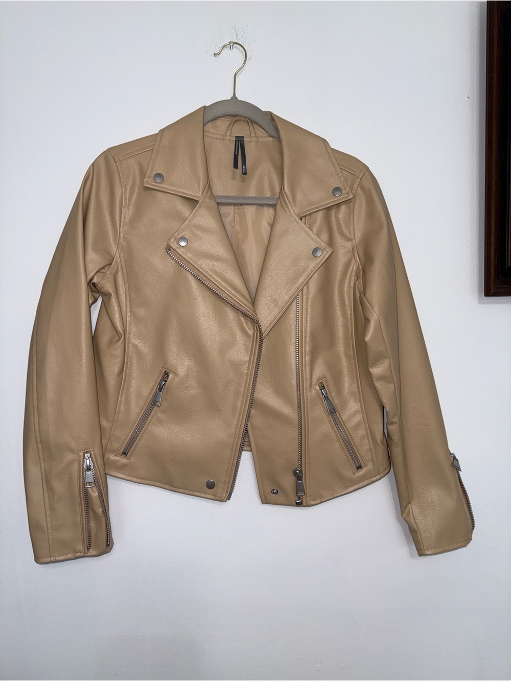 Anthropologie Camel Faux Leather Moto Jacket